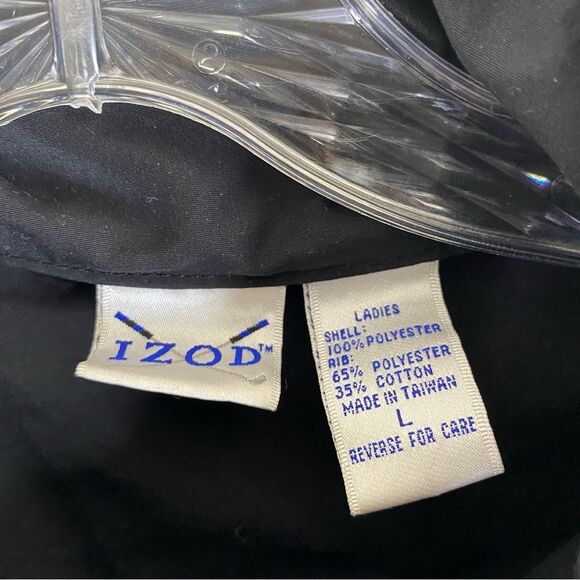 Izod Golf Black 1/4 Zip Long Sleeve Lightweight Pullover Pockets L - Picture 8 of 8